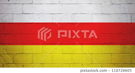 Flag of South Ossetia painted on a wall 118726605