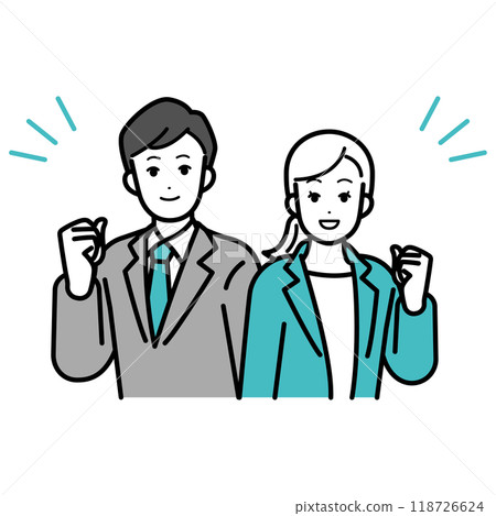 Illustration of male and female business people doing a fist pump 118726624