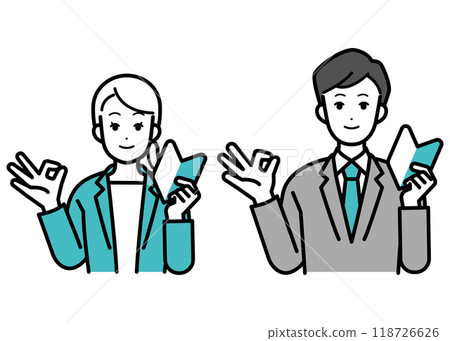 商人和有初學者標記的男人的插圖 118726626