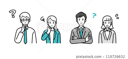 Illustration of male and female business people with negative reactions 118726632