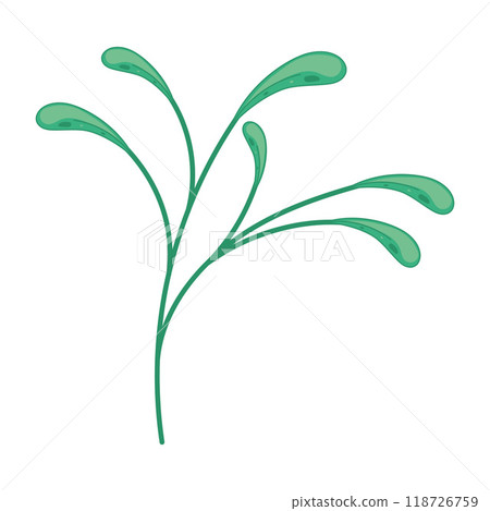 Green abstract leaf with curved stem and fluid design Vector 118726759