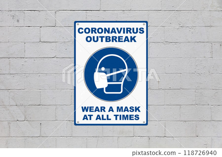 Coronavirus outbreak, wear a mask at all times 118726940