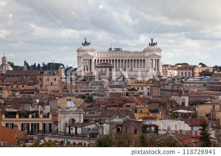 Aerial view of the Altare Della Patria in Rome 118726941