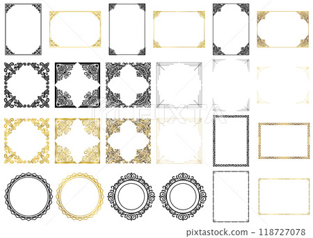 Set 09 of ornament frames, elegant, vintage, modern, floral, geometric, decoration Set 09 of ornament frames, elegant, vintage, modern, floral, geometric, decoration 118727078