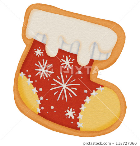 Christmas Stocking Cookie with Icing Christmas Stocking Cookie with Icing 118727360