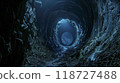 Mysterious cave tunnel with ethereal lighting 118727488