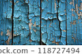 Weathered blue paint on a wooden surface 118727494