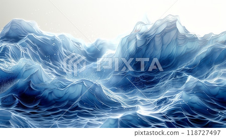 Abstract digital art of ocean waves Abstract digital art of ocean waves 118727497