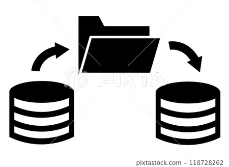 Data migration icon. Data migration analyst sign. File backup symbol. flat style. 118728262