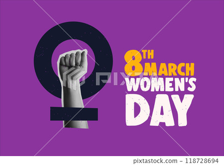 Women Day 8th March feminist power sing retro collage vector illustration Women Day 8th March feminist power sing retro collage vector illustration 118728694