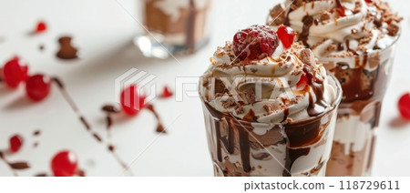 Sundae, rising, bullet shot, solid white background 118729611