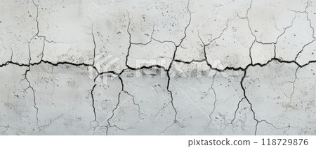 Close-up of cracked and weathered concrete wall. 118729876