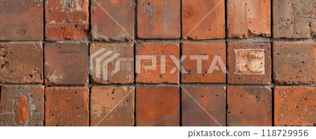 Rustic red brick wall texture background. 118729956