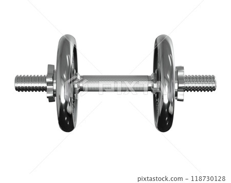 Black adjustable dumbbell, weightlifting gym equipment, side view 118730128