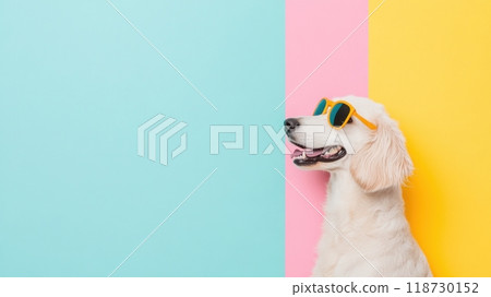 Afghan Hound isolated on colorful pastel background. 118730152