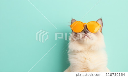 Birman isolated on colorful pastel background. 118730164