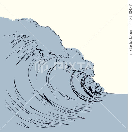 A big wave. Vector tsunami drawing A big wave. Vector tsunami drawing 118730487