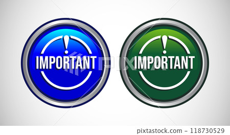 Important icon Button Set Design Illustration. Warning and exclamations marks Important icon Button Set Design Illustration. Warning and exclamations marks 118730529