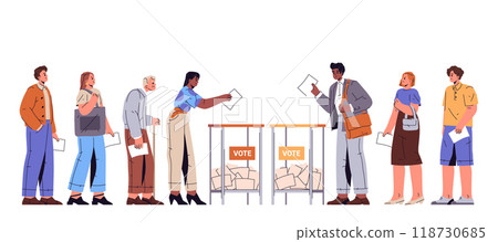 People line at voting. Vector citizens at election People line at voting. Vector citizens at election 118730685