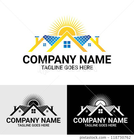 Solar Panel House Roof Top Logo Design Template 118730762