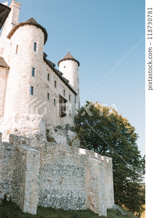 Bobolice Castle, an old medieval fortress or royal castle in the village of Bobolice, Poland 118730781
