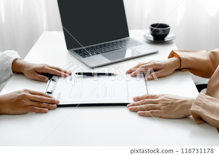 Business office executives interview job applicants employee in the meeting room Business office executives interview job applicants employee in the meeting room 118731178