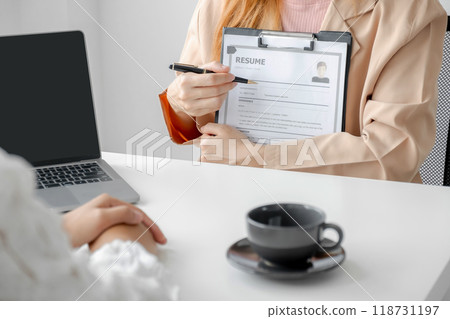 Business office executives interview job applicants employee in the meeting room 118731197