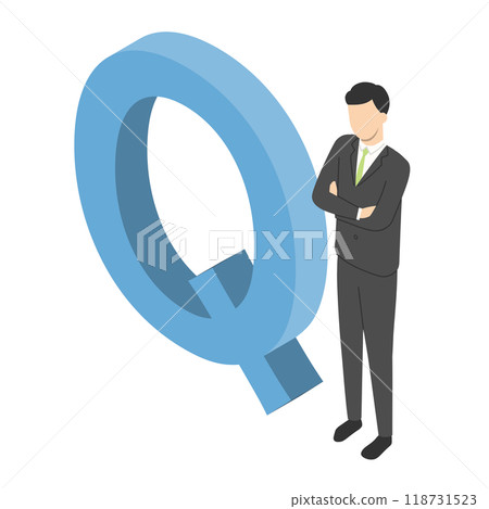 Question mark and male office worker - isometric 118731523
