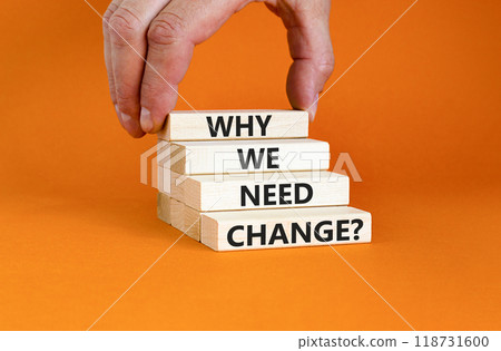 Why we need change symbol. Concept words Why we need change on beautiful wooden block. Beautiful orange table orange background. Voter hand. Business and why we need change concept. Copy space. Why we need change symbol. Concept words Why we need change on beautiful wooden block. Beautiful orange table orange background. Voter hand. Business and why we need change concept. Copy space. 118731600