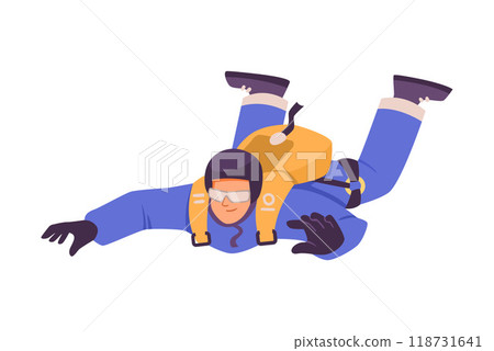 Man Paratrooper with Parachute Bag Flying in the Sky Vector Illustration Man Paratrooper with Parachute Bag Flying in the Sky Vector Illustration 118731641