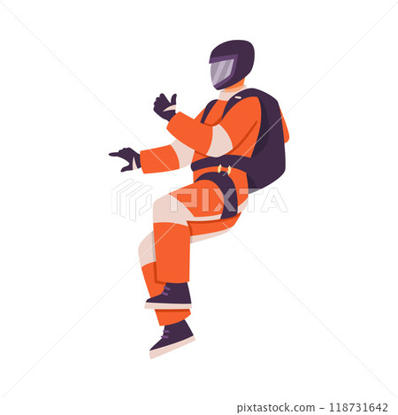 Man Paratrooper with Parachute Bag Flying in the Sky Vector Illustration Man Paratrooper with Parachute Bag Flying in the Sky Vector Illustration 118731642