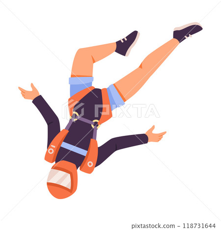 Man Paratrooper with Parachute Bag Flying in the Sky Vector Illustration Man Paratrooper with Parachute Bag Flying in the Sky Vector Illustration 118731644