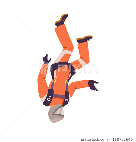 Man Paratrooper with Parachute Bag Flying in the Sky Vector Illustration 118731646
