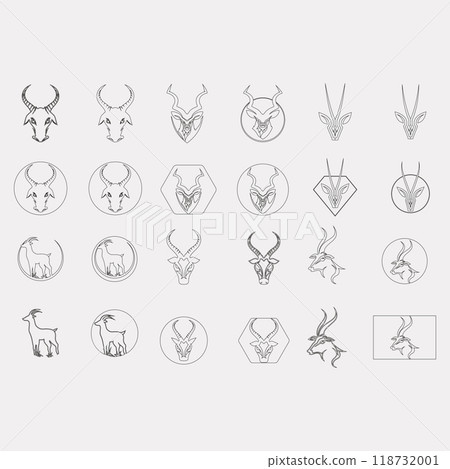 Icon set antelope. 118732001
