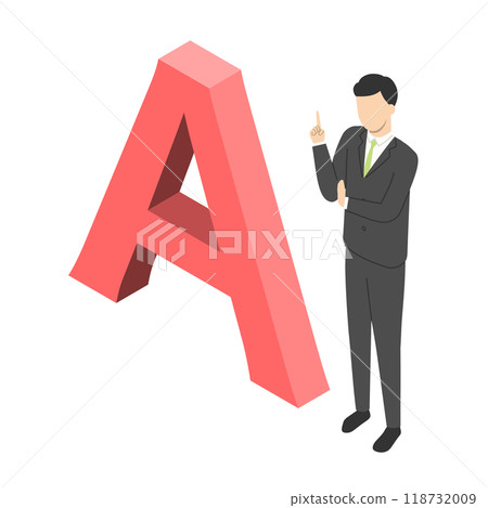 Answer mark and male office worker - isometric 118732009