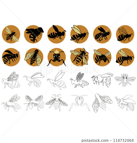 Icon set animal bee logo 118732068