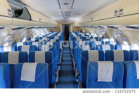 Interior of empty aircraft seats. Horizontally. Interior of empty aircraft seats. Horizontally. 118732075