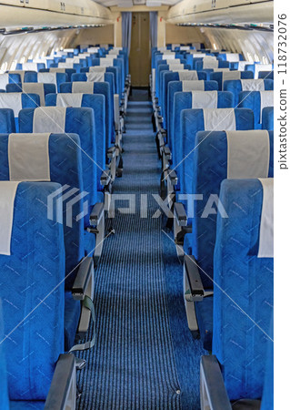 Interior of empty aircraft seats. Interior of empty aircraft seats. 118732076