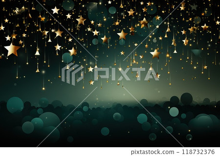The background is dark green with bright yellow stars. The background is dark green with bright yellow stars. 118732376