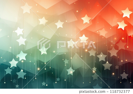 Background in red and aquamarine tones with stars and circles. 118732377