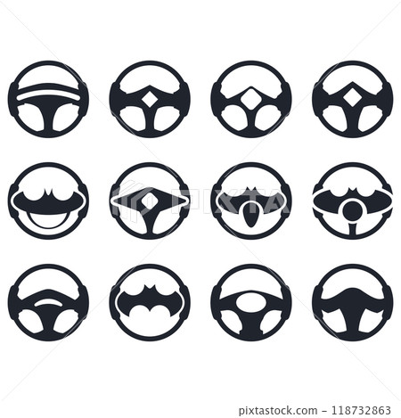 Steering wheel logo vector illustrations 118732863