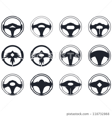 Steering wheel logo vector illustrations 118732868