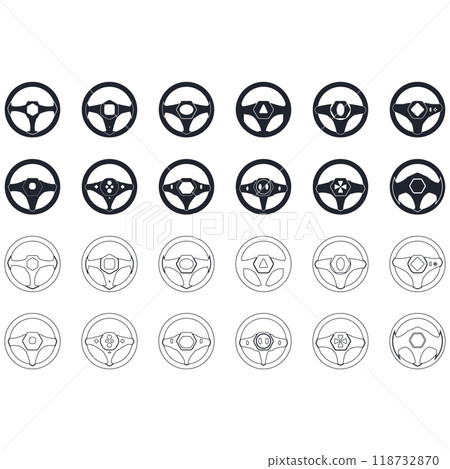 Steering wheel logo vector illustrations Steering wheel logo vector illustrations 118732870