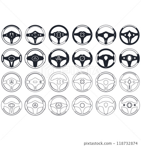 Steering wheel logo vector illustrations 118732874