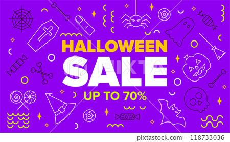 Purple Haloween Sale Line Banner Purple Haloween Sale Line Banner 118733036