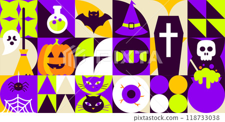 Geometrical Flat Halloween Banner 118733038
