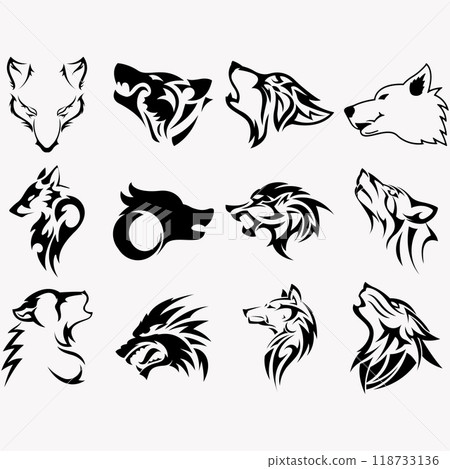 wolf icon set vector 118733136