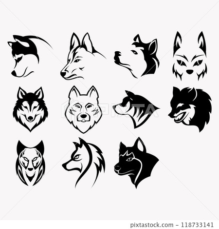 wolf icon set vector 118733141