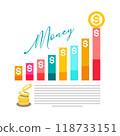 Money graph with Dollar symbol, coins and sample text 118733151