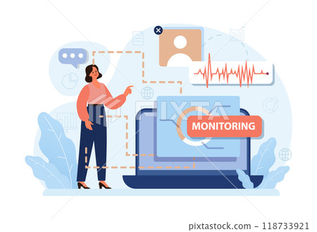 Biohacking. Health' engineering and improving with modern monitoring system, supplements, diet, and lifestyle changes. Human biological well-being and youth maintaining. Flat vector illustration 118733921
